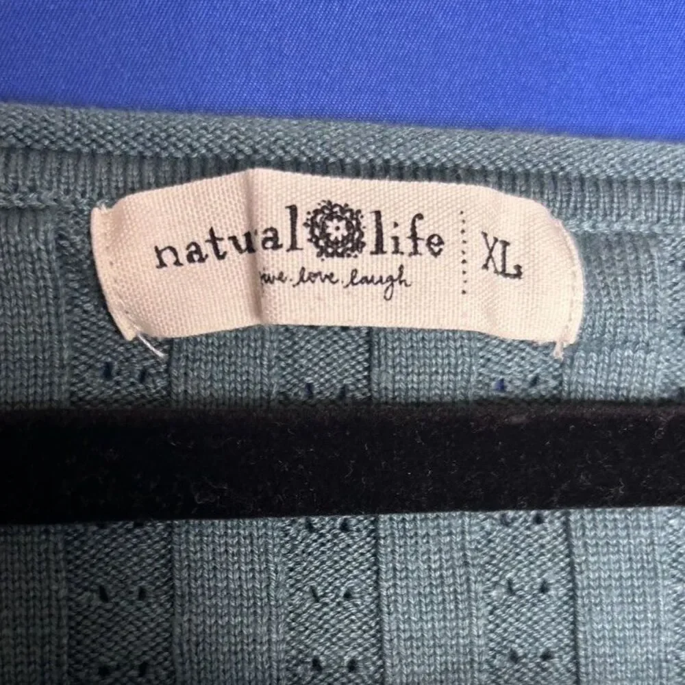 Natural Life Womens Teal Patti Layering Sweater XL Cropped Boho Ribbed Knit Soft